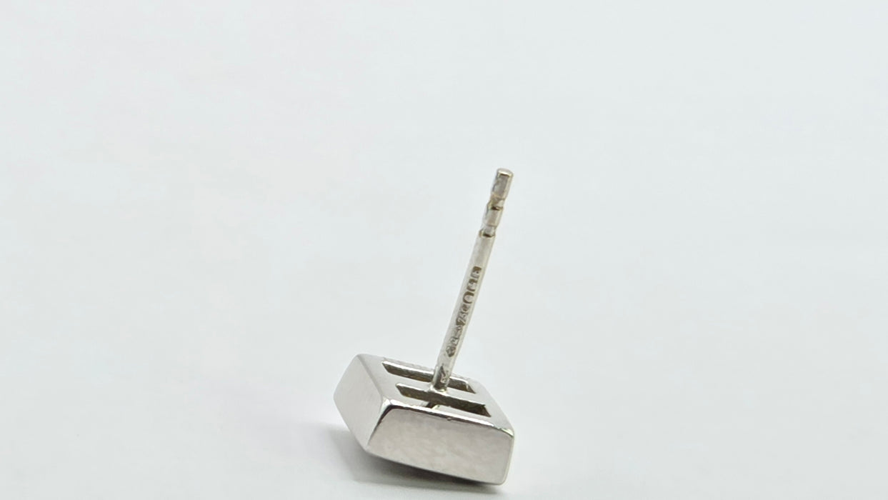 Vintage: 18ct White Gold Diamond Square Cluster Stud Earrings — 0.32ct