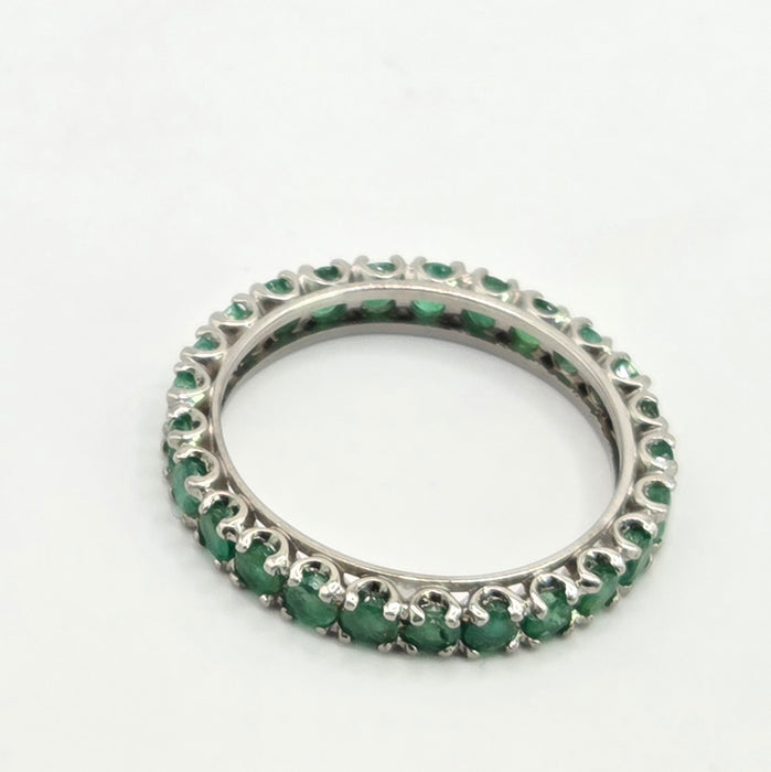 Vintage: 9ct White Gold Emerald Full Eternity Ring