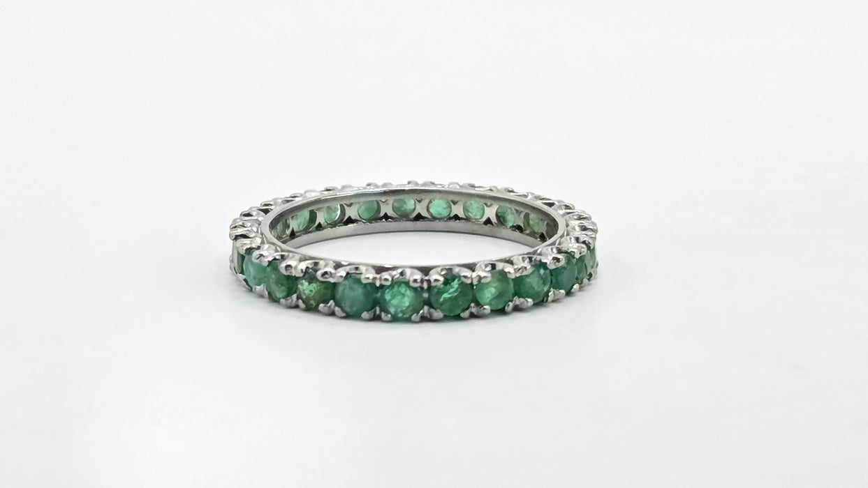 Vintage: 9ct White Gold Emerald Full Eternity Ring