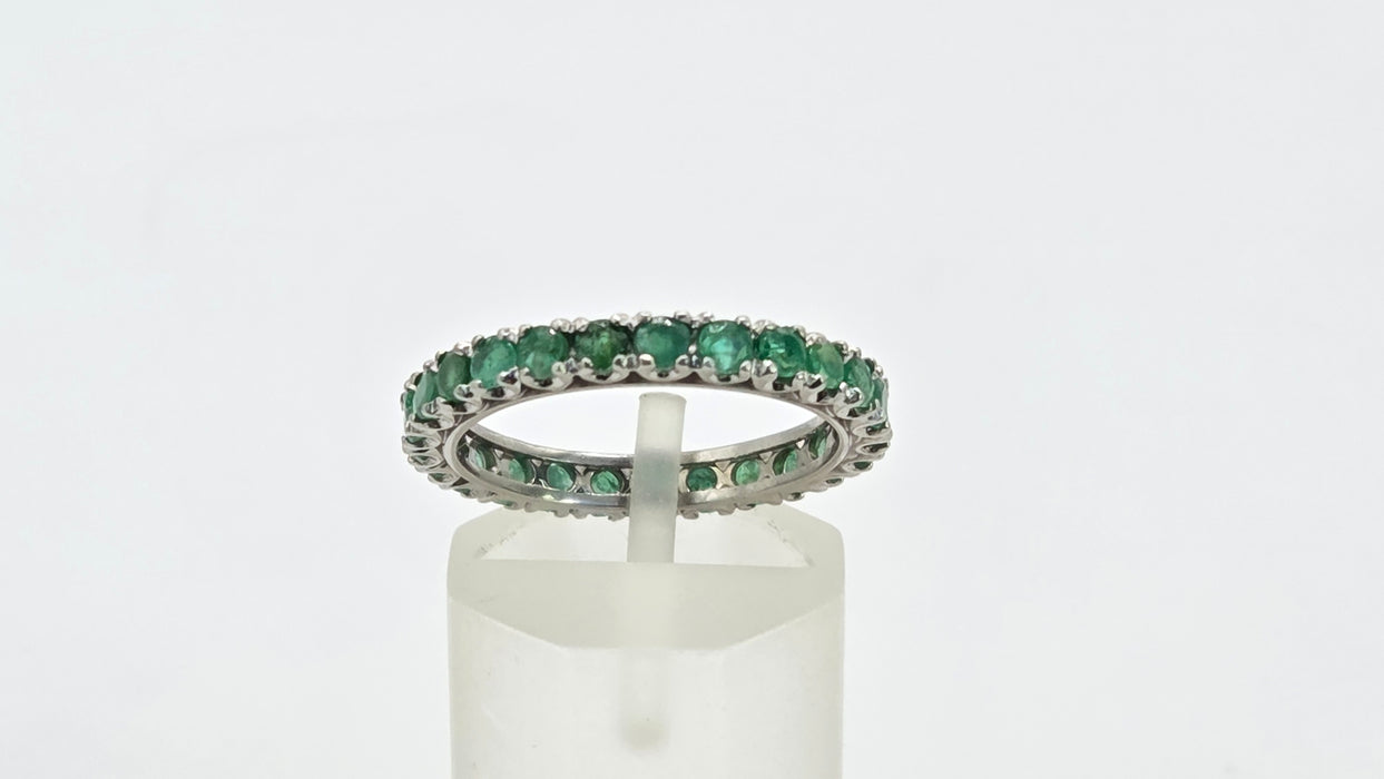 Vintage: 9ct White Gold Emerald Full Eternity Ring