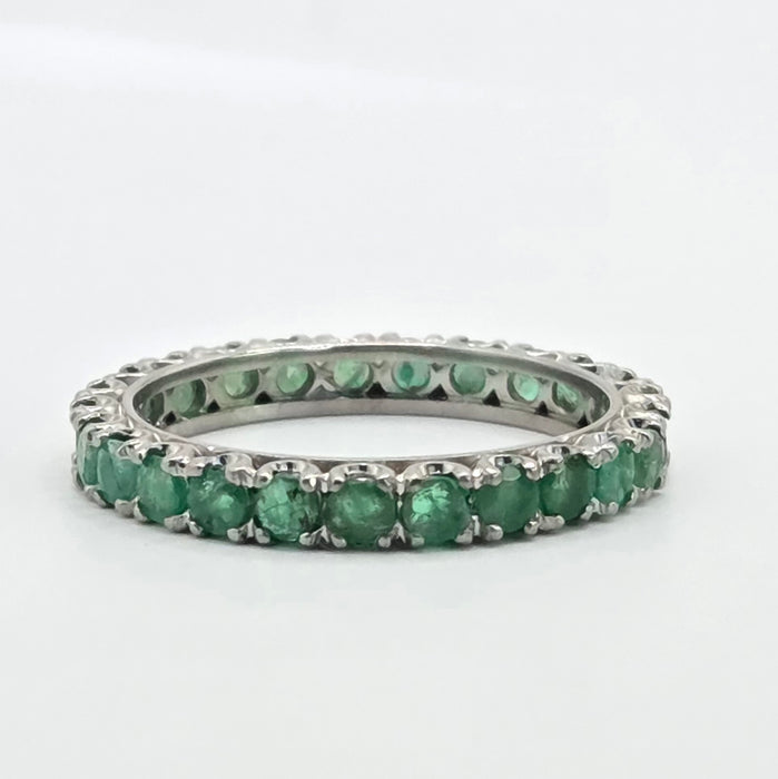 Vintage: 9ct White Gold Emerald Full Eternity Ring
