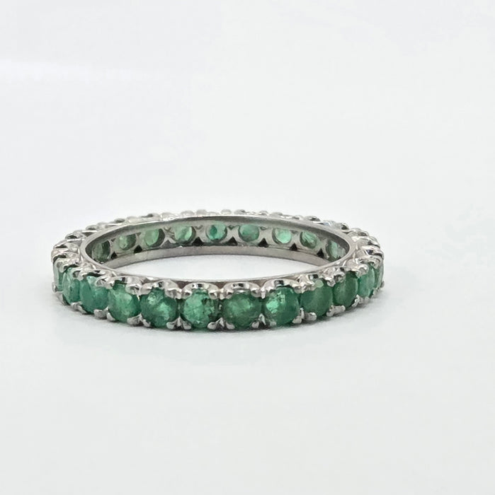 Vintage: 9ct White Gold Emerald Full Eternity Ring