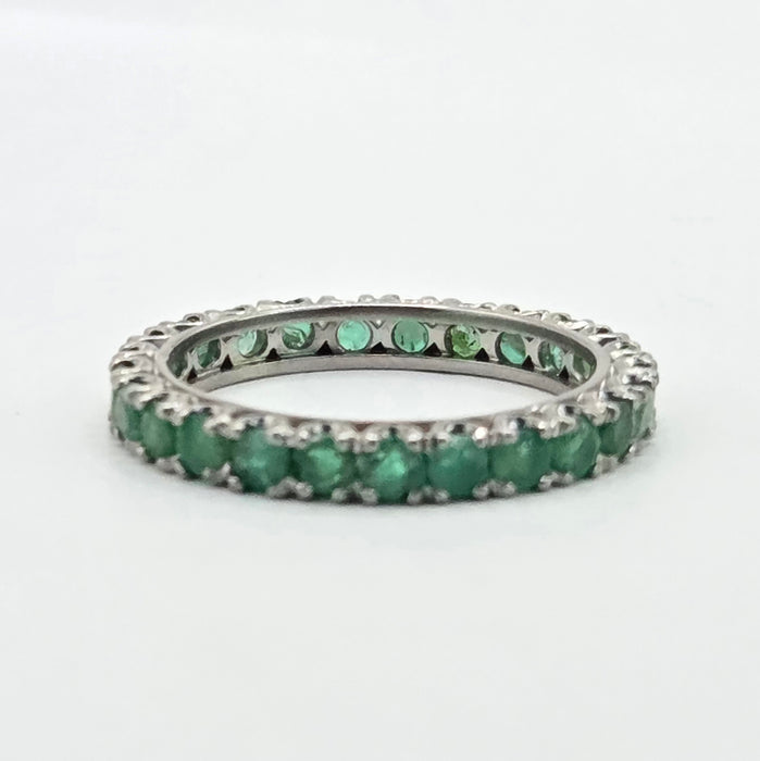 Vintage: 9ct White Gold Emerald Full Eternity Ring