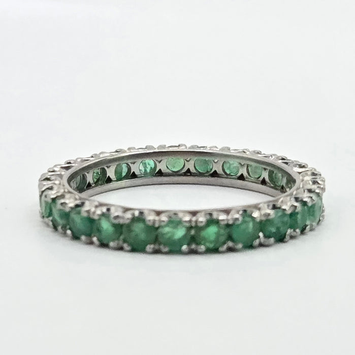 Vintage: 9ct White Gold Emerald Full Eternity Ring