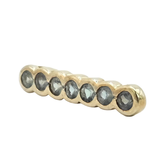Vintage: 9ct Yellow Gold Blue Topaz Seven Stone Bar Pendant