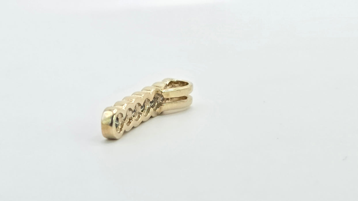 Vintage: 9ct Yellow Gold Blue Topaz Seven Stone Bar Pendant