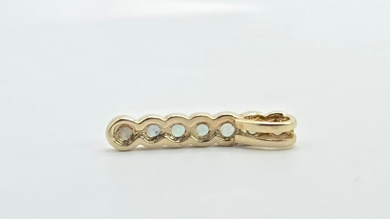 Vintage: 9ct Yellow Gold Blue Topaz Seven Stone Bar Pendant