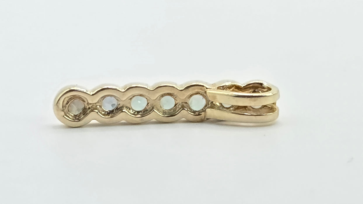 Vintage: 9ct Yellow Gold Blue Topaz Seven Stone Bar Pendant
