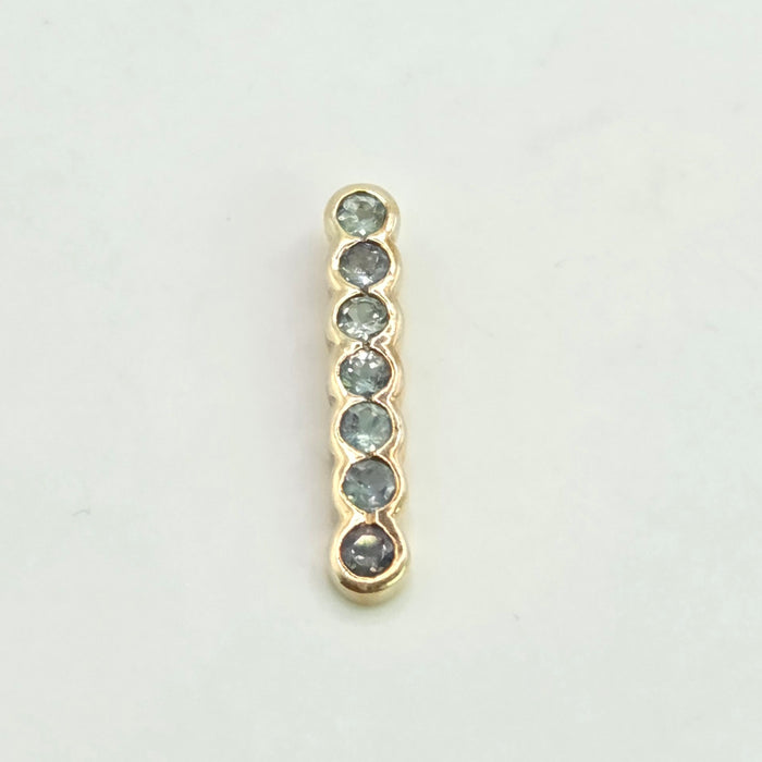 Vintage: 9ct Yellow Gold Blue Topaz Seven Stone Bar Pendant