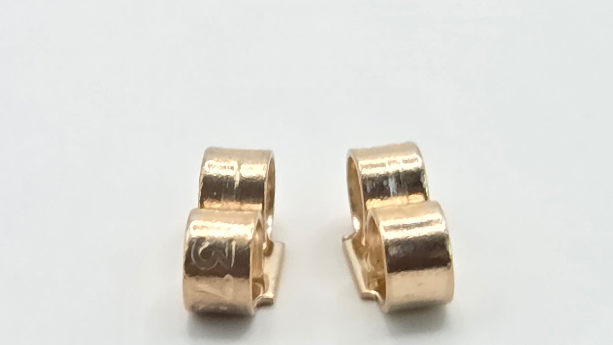Vintage: 9ct Yellow Gold Peridot & Diamond Alternating Half Hoop Stud Earrings