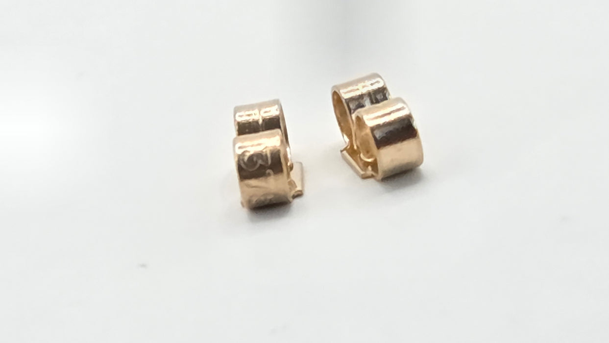 Vintage: 9ct Yellow Gold Peridot & Diamond Alternating Half Hoop Stud Earrings