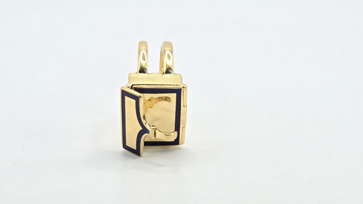 Antique: 18ct Yellow Gold Art Deco Blue Enamel Secret Compartment/ Poison Ring