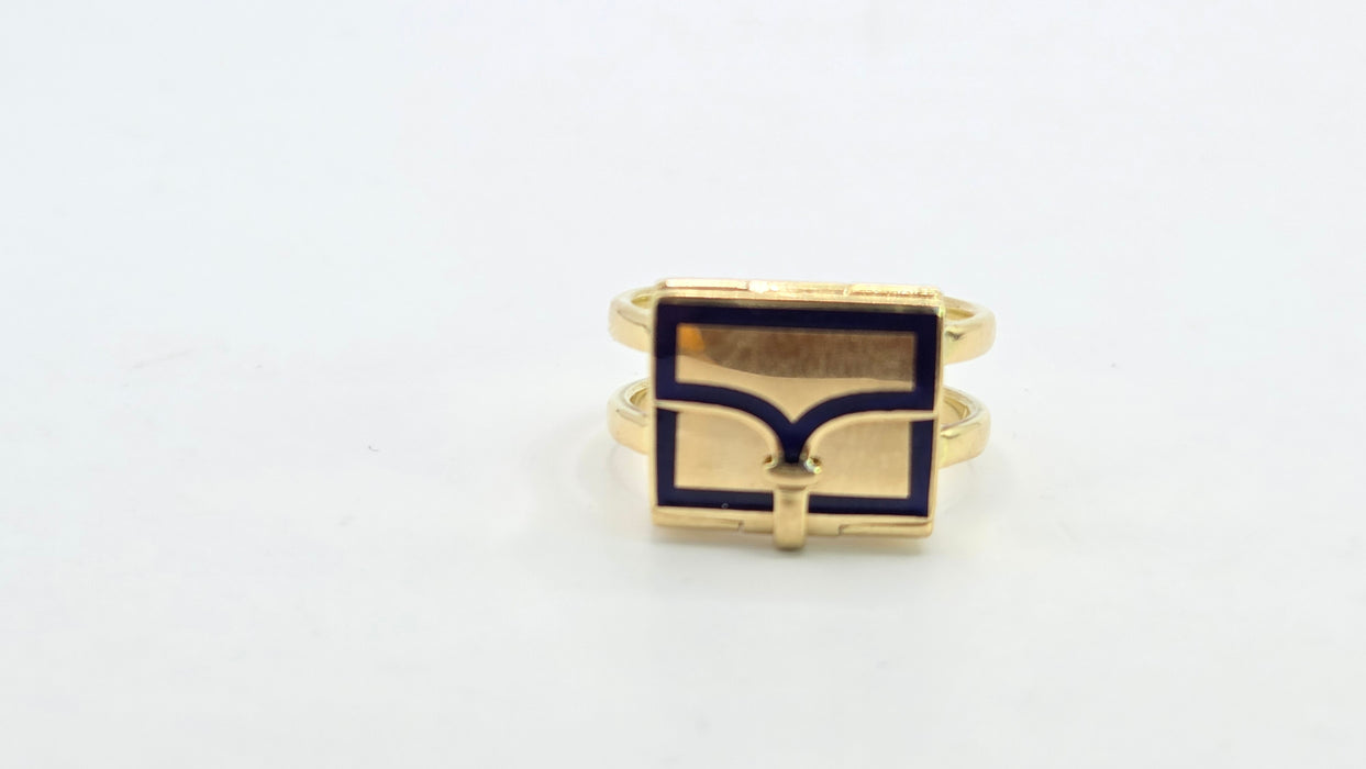 Antique: 18ct Yellow Gold Art Deco Blue Enamel Secret Compartment/ Poison Ring