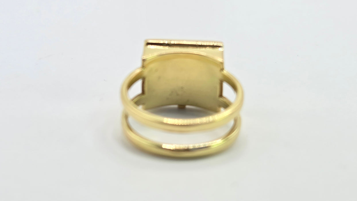 Antique: 18ct Yellow Gold Art Deco Blue Enamel Secret Compartment/ Poison Ring