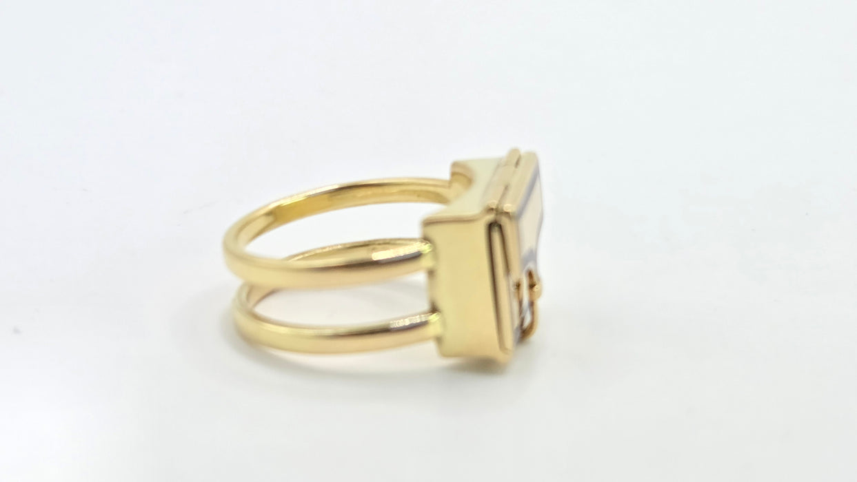 Antique: 18ct Yellow Gold Art Deco Blue Enamel Secret Compartment/ Poison Ring