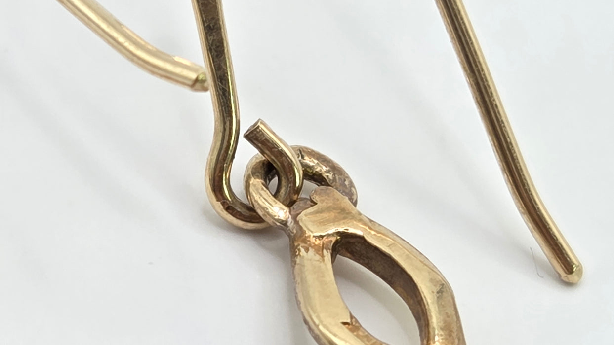 Vintage: 9ct Yellow Gold Oval Opal Shepherd's Hook Drop Earrings