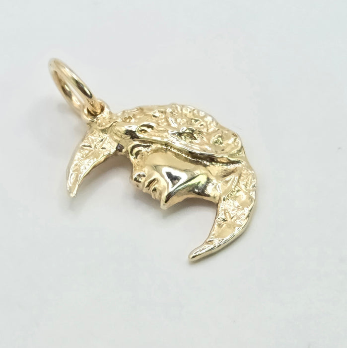 Vintage: 9ct Yellow Gold Man in the Moon Face Pendant