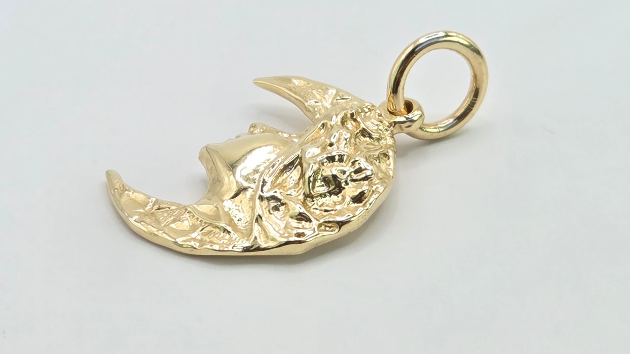 Vintage: 9ct Yellow Gold Man in the Moon Face Pendant