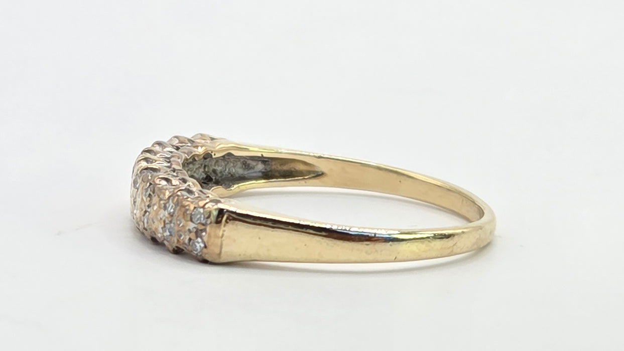 Vintage: 9ct Yellow Gold Diamond Double Row Pavé Stacker Ring
