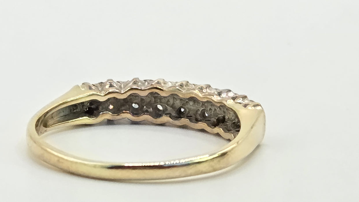 Vintage: 9ct Yellow Gold Diamond Double Row Pavé Stacker Ring