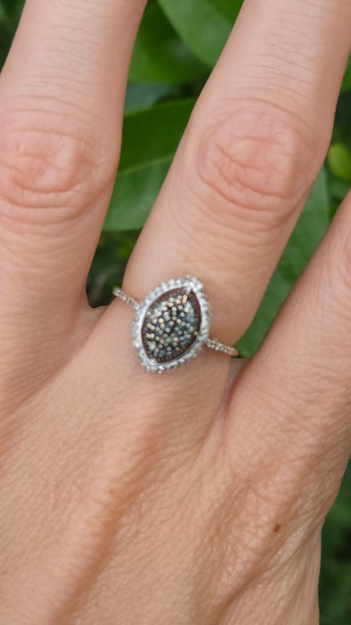 Vintage: 9ct White Gold Star Sapphire & Diamond Cluster Cocktail Ring