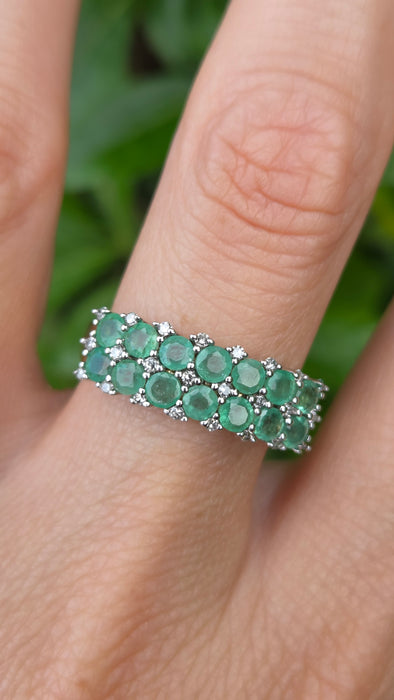 Vintage: 9ct Yellow Gold Emerald & Diamond Band