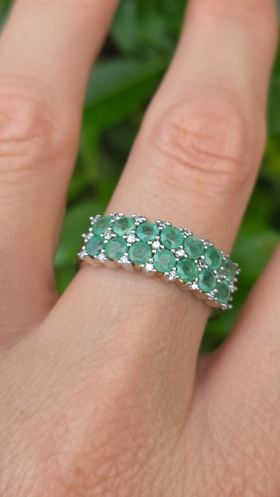 Vintage: 9ct Yellow Gold Emerald & Diamond Band