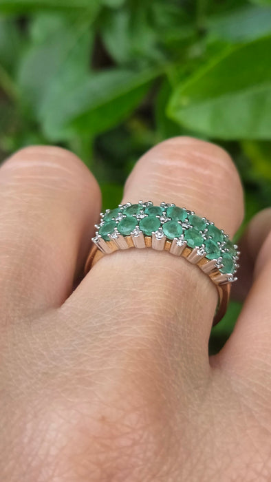 Vintage: 9ct Yellow Gold Emerald & Diamond Band