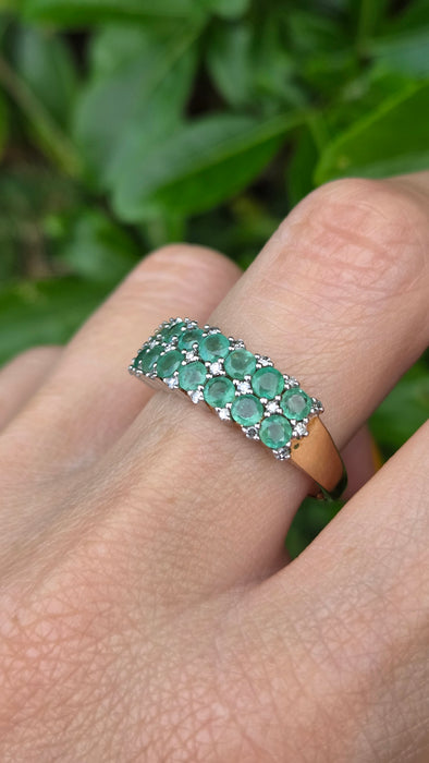 Vintage: 9ct Yellow Gold Emerald & Diamond Band