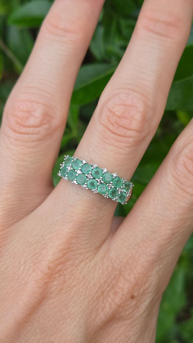Vintage: 9ct Yellow Gold Emerald & Diamond Band