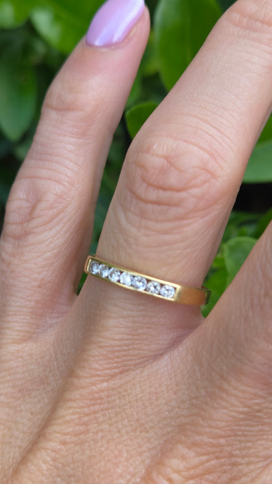 Vintage: 18ct Yellow Gold Channel Set Diamond Half Eternity Stacker Ring — 0.35ct