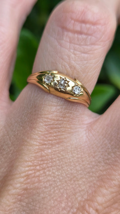 Antique: 18ct Yellow Gold Old Mine Cut Diamond Gypsy Ring — From 1908
