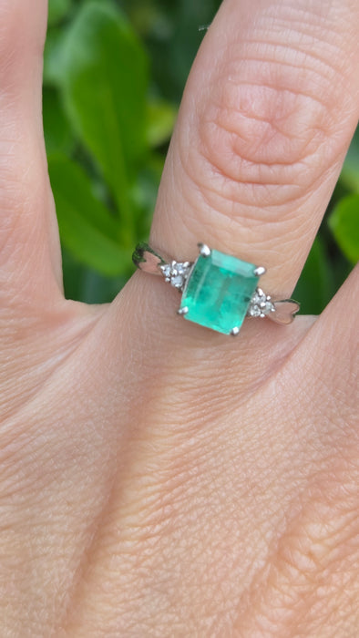Vintage: Platinum Emerald 1.51ct & Diamond Dress Ring