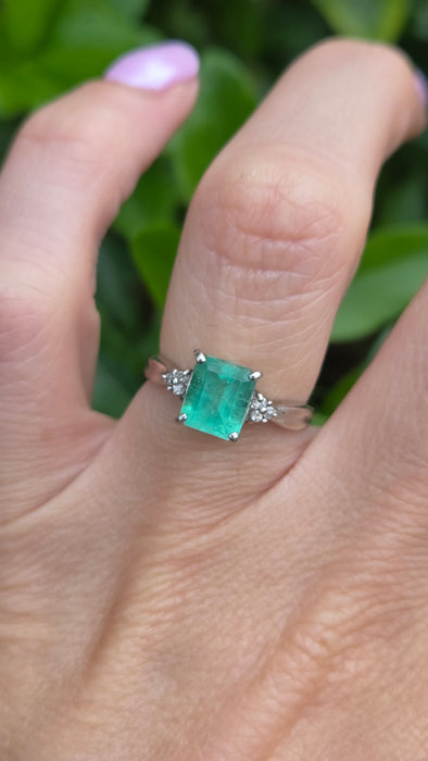 Vintage: Platinum Emerald 1.51ct & Diamond Dress Ring