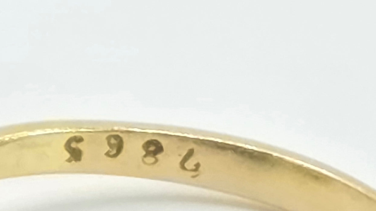 Vintage: 18ct Yellow Gold & Platinum Diamond Solitaire & Sapphire Crescent Dress Ring — 0.25ct