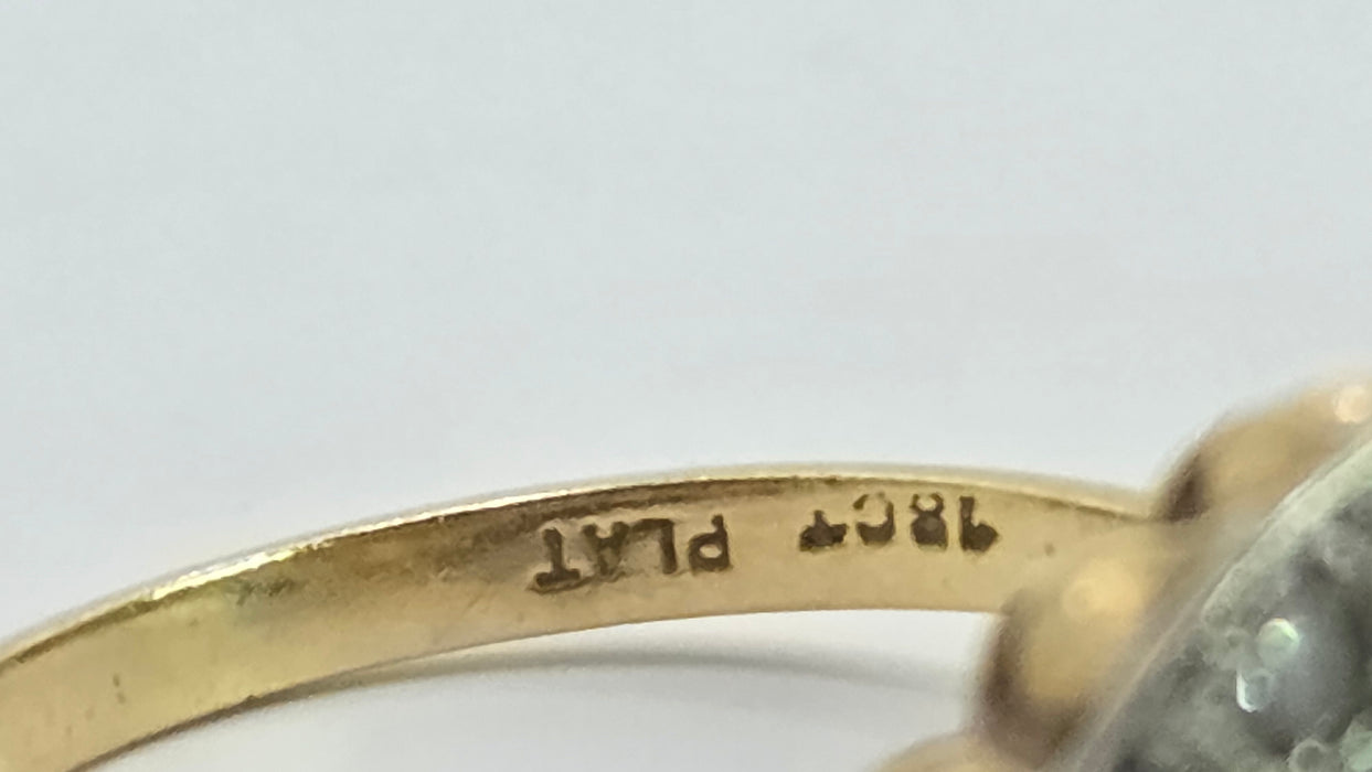 Vintage: 18ct Yellow Gold & Platinum Diamond Solitaire & Sapphire Crescent Dress Ring — 0.25ct