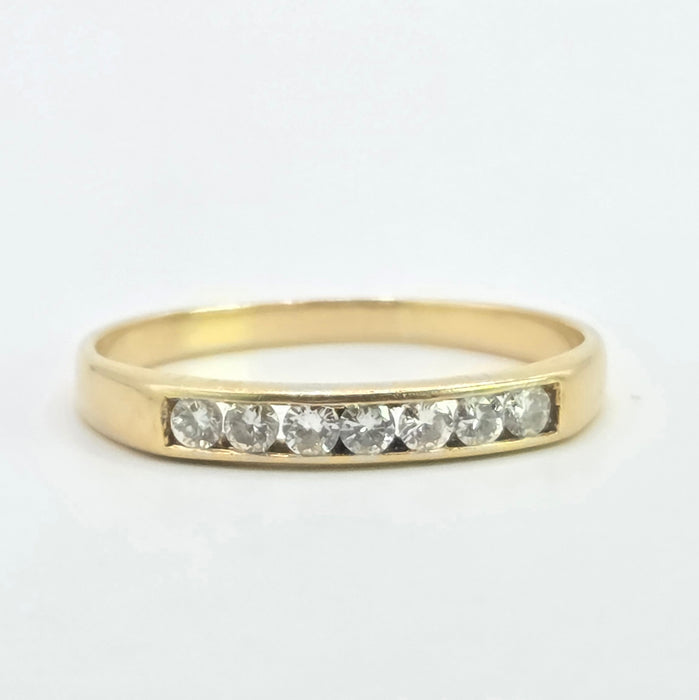 Vintage: 18ct Yellow Gold Channel Set Diamond Half Eternity Stacker Ring — 0.35ct