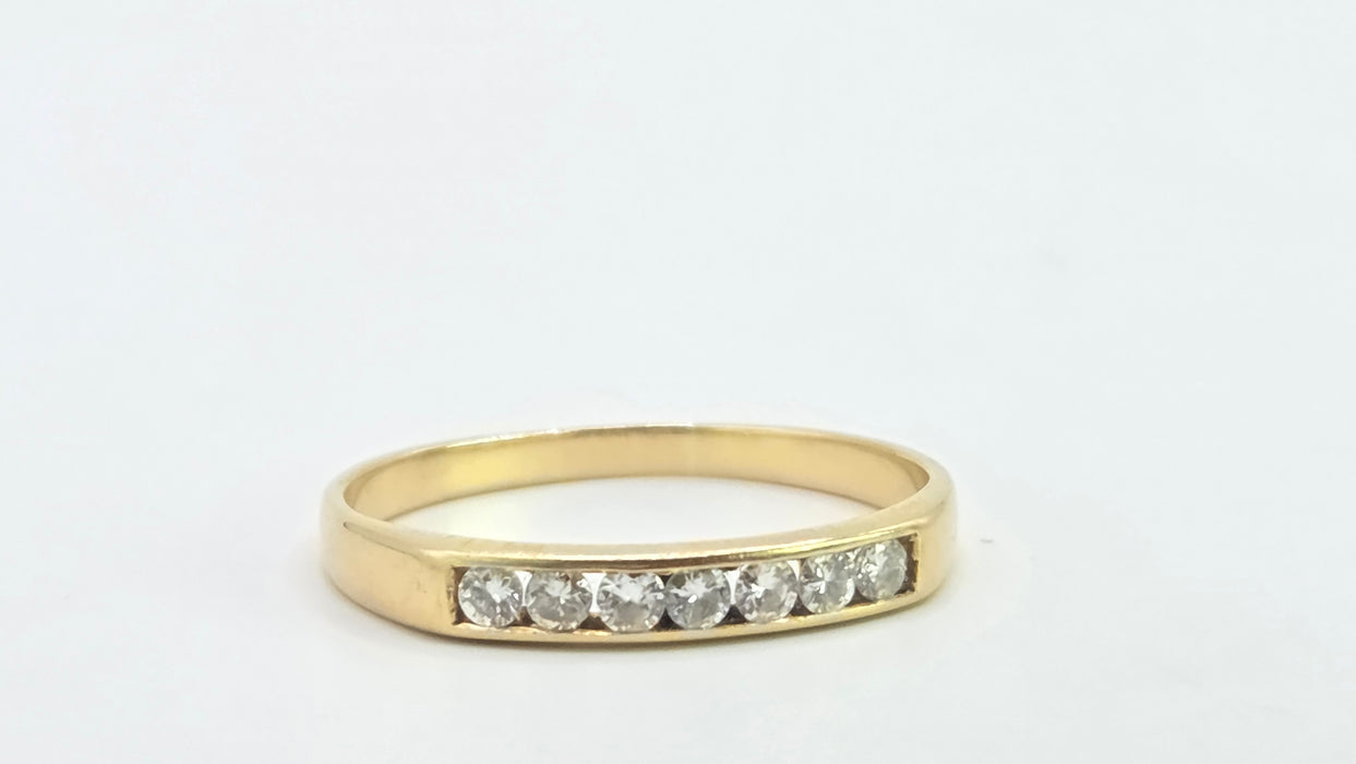 Vintage: 18ct Yellow Gold Channel Set Diamond Half Eternity Stacker Ring — 0.35ct