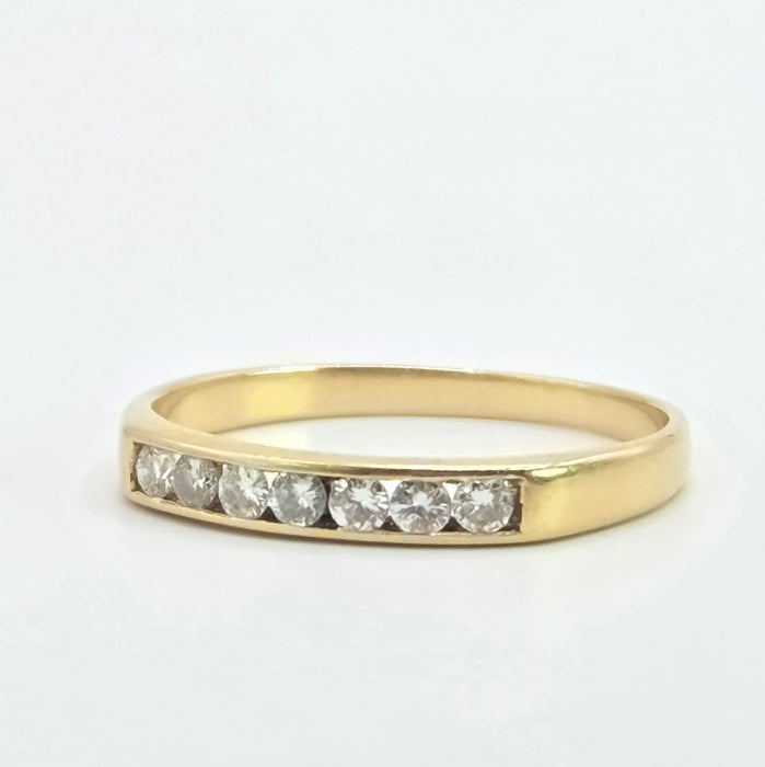 Vintage: 18ct Yellow Gold Channel Set Diamond Half Eternity Stacker Ring — 0.35ct