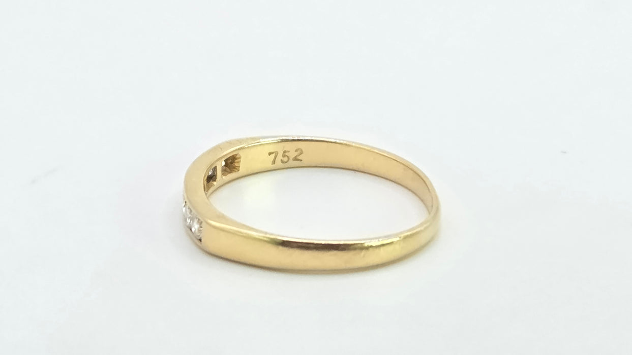 Vintage: 18ct Yellow Gold Channel Set Diamond Half Eternity Stacker Ring — 0.35ct