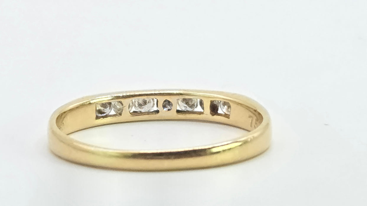 Vintage: 18ct Yellow Gold Channel Set Diamond Half Eternity Stacker Ring — 0.35ct