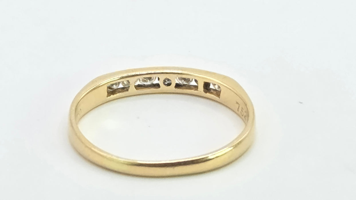 Vintage: 18ct Yellow Gold Channel Set Diamond Half Eternity Stacker Ring — 0.35ct