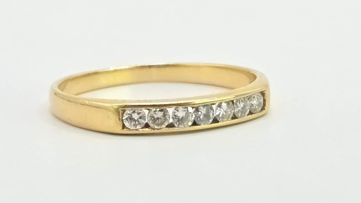 Vintage: 18ct Yellow Gold Channel Set Diamond Half Eternity Stacker Ring — 0.35ct