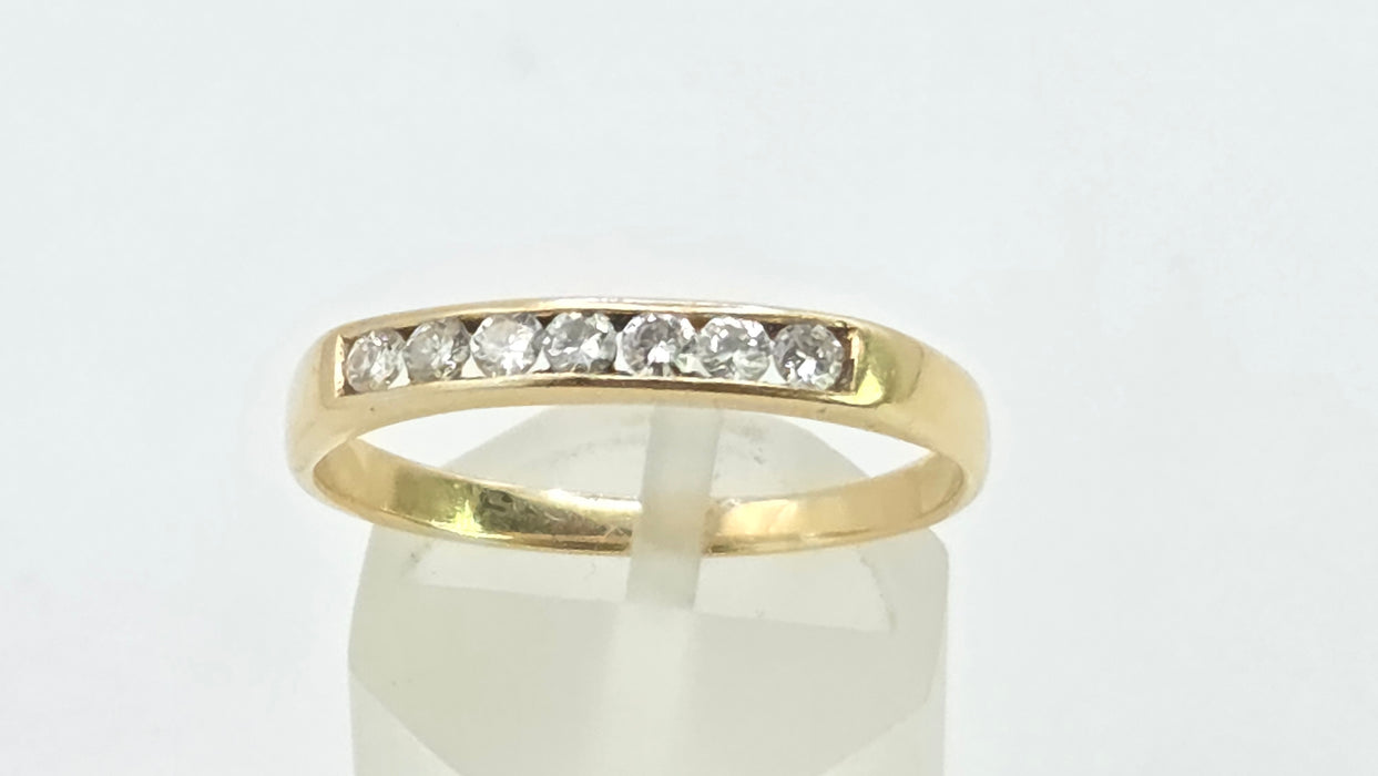 Vintage: 18ct Yellow Gold Channel Set Diamond Half Eternity Stacker Ring — 0.35ct