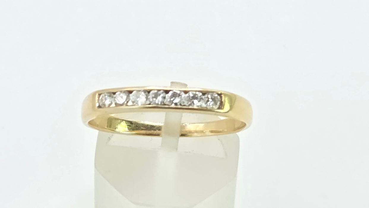 Vintage: 18ct Yellow Gold Channel Set Diamond Half Eternity Stacker Ring — 0.35ct