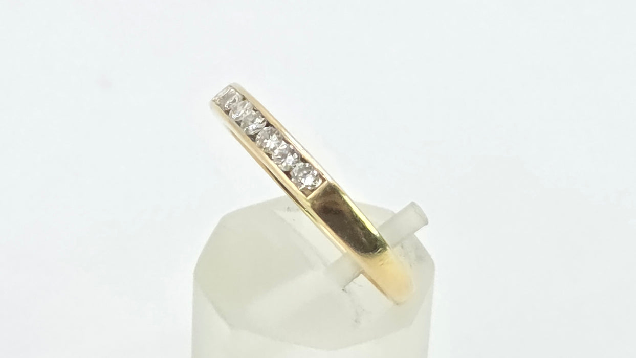 Vintage: 18ct Yellow Gold Channel Set Diamond Half Eternity Stacker Ring — 0.35ct