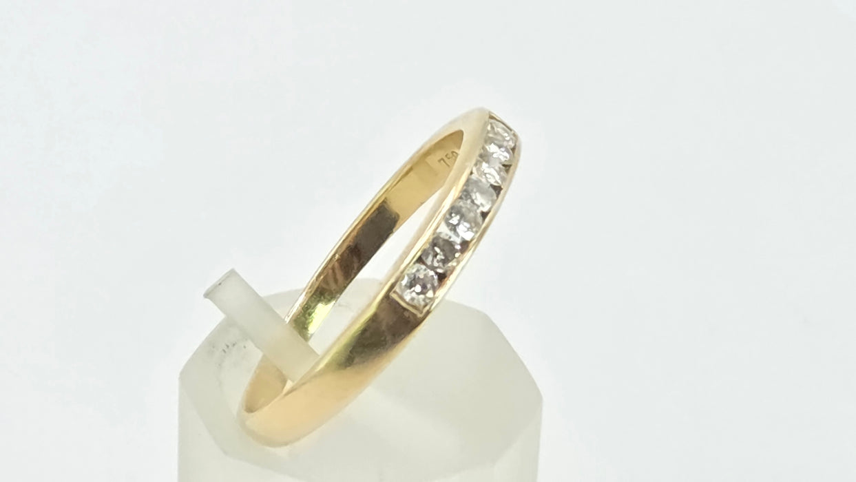 Vintage: 18ct Yellow Gold Channel Set Diamond Half Eternity Stacker Ring — 0.35ct