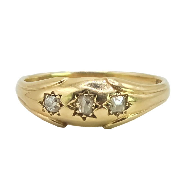 Antique: 18ct Yellow Gold Old Mine Cut Diamond Gypsy Ring — From 1908