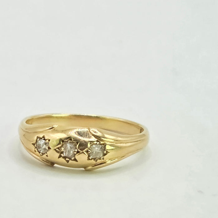 Antique: 18ct Yellow Gold Old Mine Cut Diamond Gypsy Ring — From 1908