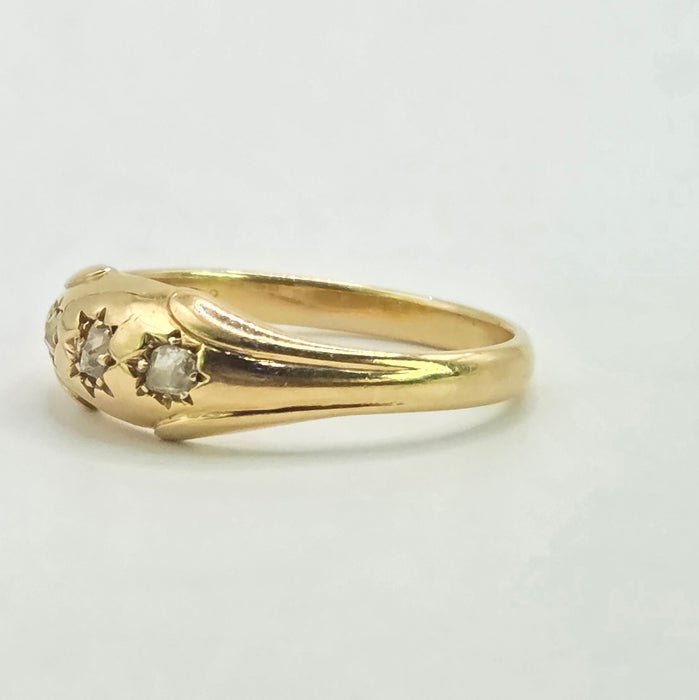 Antique: 18ct Yellow Gold Old Mine Cut Diamond Gypsy Ring — From 1908